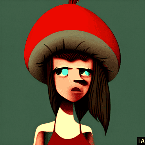 Image représentant une personne l'air en colère ou boudeur, avec un chapeau en forme de chapeau de gland sur la tête