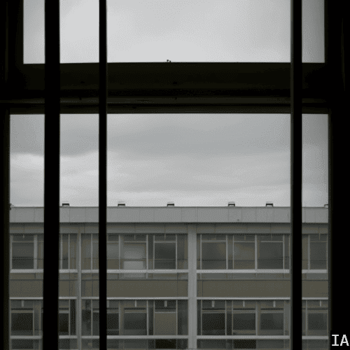 Image d'une fenêtre fermée avec vue sur un immeuble