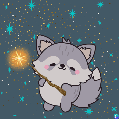 Image d'un petit louveteau qui tient une baguette magique