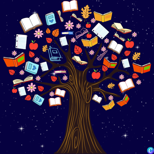 Image montrant un arbre sur lequel pousse des livres