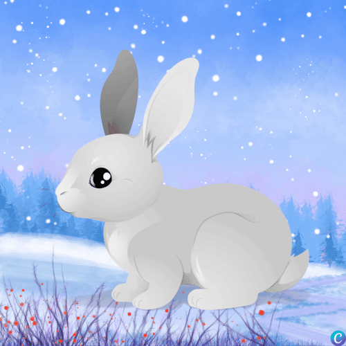 Image d'un lapin ne neige qui ressemble à un bonhomme de neige