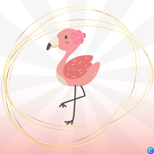 Image d'un petit flamand rose avec une fleur sur la tête